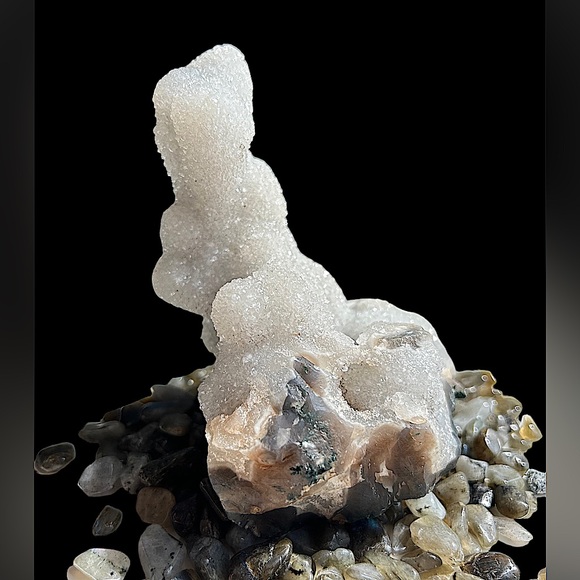 🪸WHITE QUARTZ CHALCEDONY DRUZY CORAL GEODE STALACTITE CLUSTER-BASE MATRIX🪸 - Picture 5 of 7